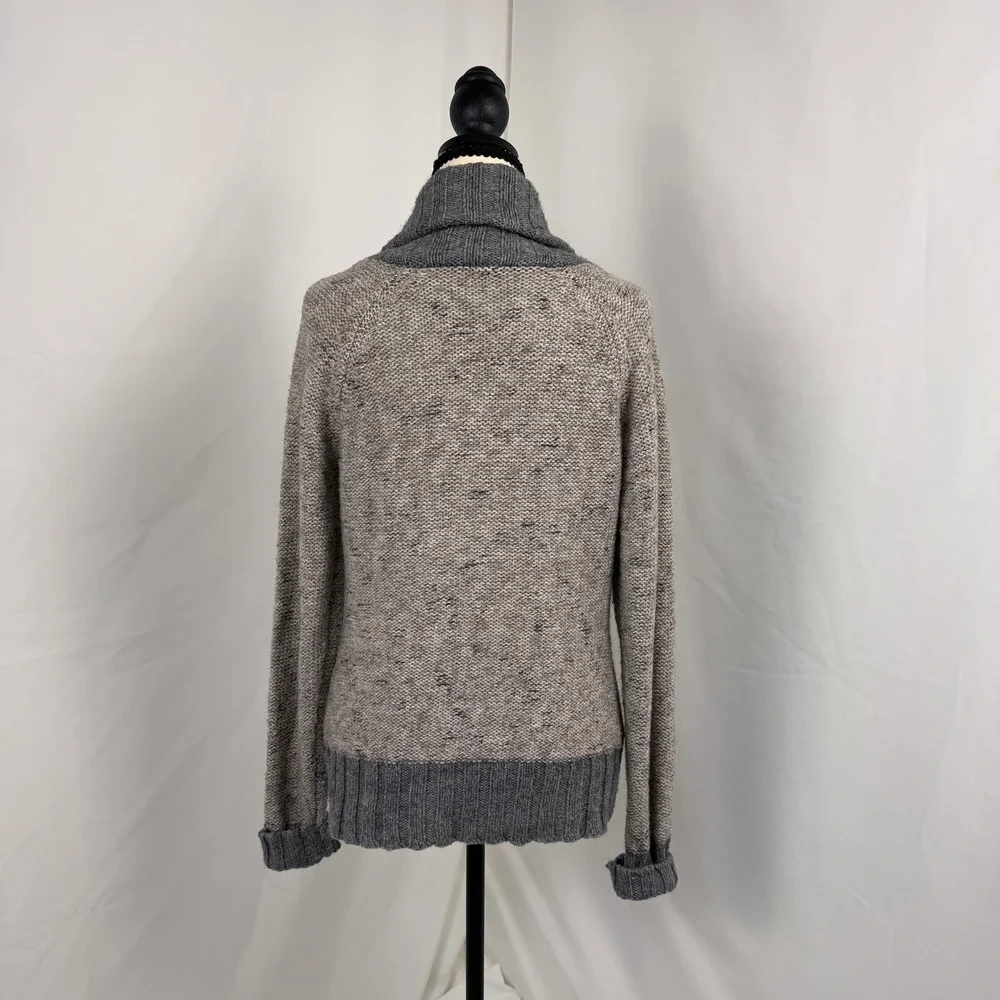 BKE Cardigan Sweater Women L Grey Wool Alpaca OtherBlend Shawl Collar Cable Knit